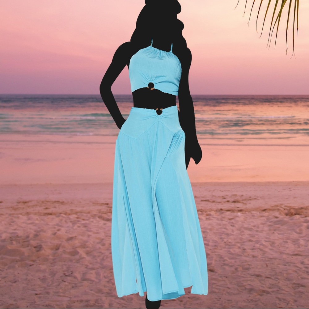 Fashion Nova Vacationing 2pc Set - Aqua